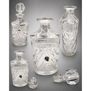 Waterford Overture Crystal Decanter Portugal 10” Tall w/ Stopper Vintage Barware